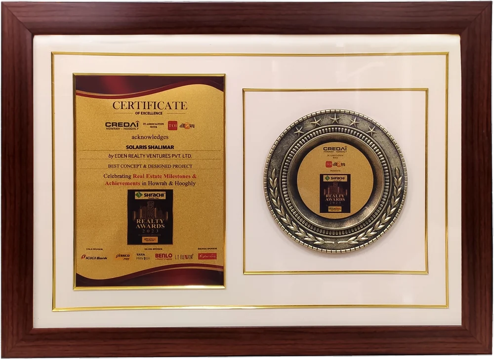 CREDAI Best Concept and Design Project certificate and medal