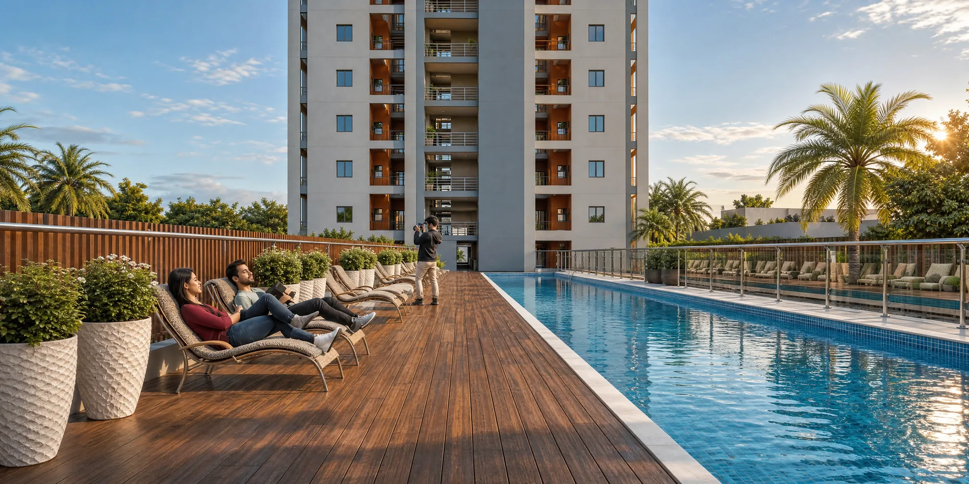 The Solaris Bonhooghly rooftop pool deck
