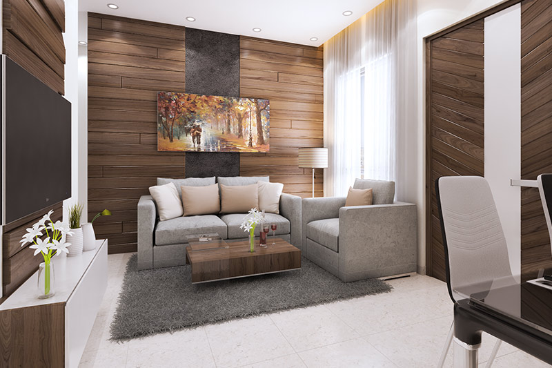 Living/dining area in an apartment at Solaris Bonhooghly