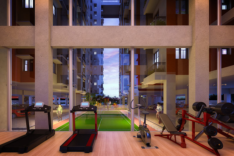 A gymnasium for residents to workout at Solaris Bonhooghly